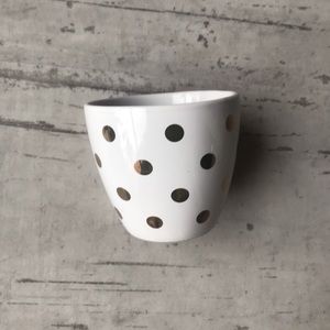 Ceramic Plant Pot - Rose Gold Polka Dot on White